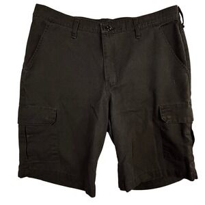 Red Kap Mens Black Cargo Shorts Workwear Flat Front Size 35 0797